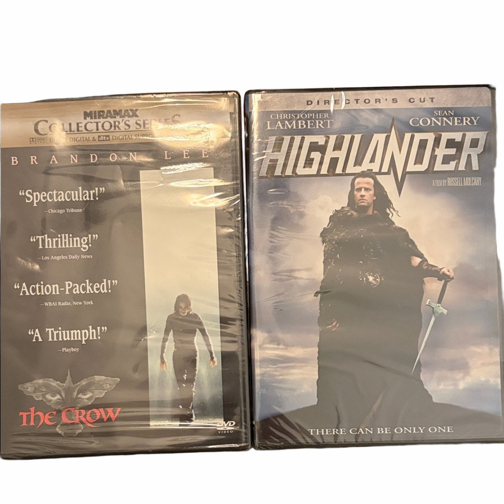 DVD Set Action movies: Directors cut New: The Crow & Highlander action bundle.